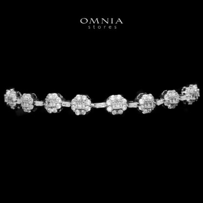 Omnia Tanwir Bracelet in High Quality Zircon Stone Rhodium Plated