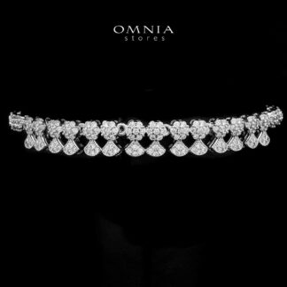Omnia Tariqah Bracelet in High Quality Zircon Stone Rhodium Plated