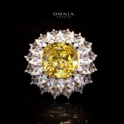 Omnia Thalia Yellow Ring In 925 Silver High Quality Simulated diamonds