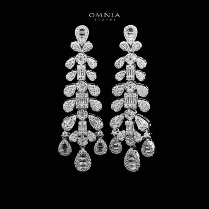 Omnia Safa Lara Bridal Bundle Full Set in High Quality Zircon Stone in Rhodium Plated - Image 4