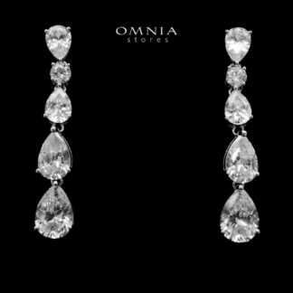 Hayaa Elegance Drop Earrings In 925 Silver High Quality Simulated Diamonds