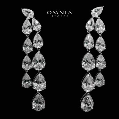 Omnia Rafaela Drop Earrings In 925 Silver High Quality Simulated Diamonds - Image 2