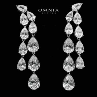 Omnia Rafaela Drop Earrings In 925 Silver High Quality Simulated Diamonds