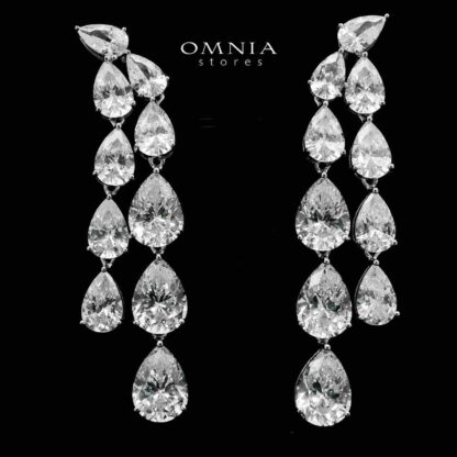 Omnia Rafaela Drop Earrings In 925 Silver High Quality Simulated Diamonds