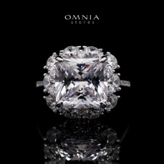 Hoor White Princess Cut Statement Ring in 925 Silver with High-Quality Simulated Diamonds
