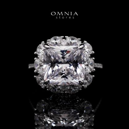 Hoor White Princess Cut Statement Ring in 925 Silver with High-Quality Simulated Diamonds