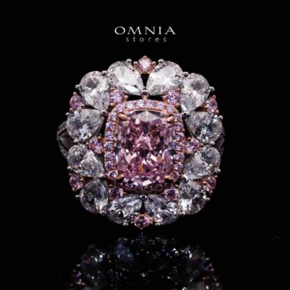 Dubai Divine Floral Pink Ring in 925 Silver with High-Quality Simulated Diamonds