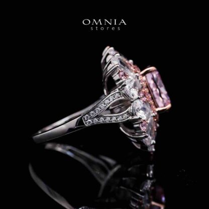 Dubai Divine Floral Pink Ring in 925 Silver with High-Quality Simulated Diamonds - Image 3