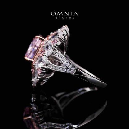 Dubai Divine Floral Pink Ring in 925 Silver with High-Quality Simulated Diamonds - Image 2