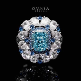 Doha Divine Floral Blue Ring in 925 Silver with High-Quality Simulated Diamonds