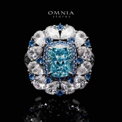 Doha Divine Floral Blue Ring in 925 Silver with High-Quality Simulated Diamonds