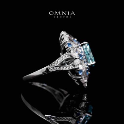 Doha Divine Floral Blue Ring in 925 Silver with High-Quality Simulated Diamonds - Image 2