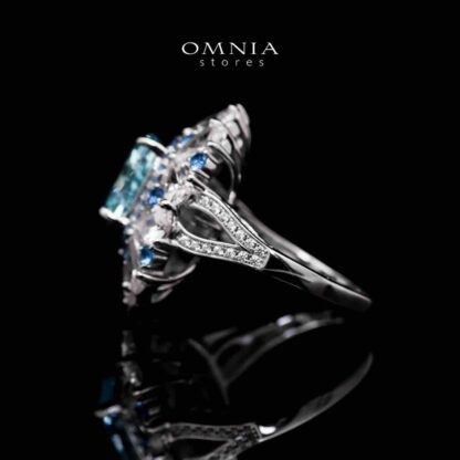 Doha Divine Floral Blue Ring in 925 Silver with High-Quality Simulated Diamonds - Image 3
