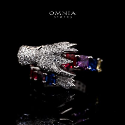 Aya Shine Dragon Design Multicolor Ring in 925 Silver with High-Quality Simulated Diamonds - Image 4
