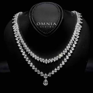 Malika Necklace 925 Silver in High Quality Simulated Diamonds