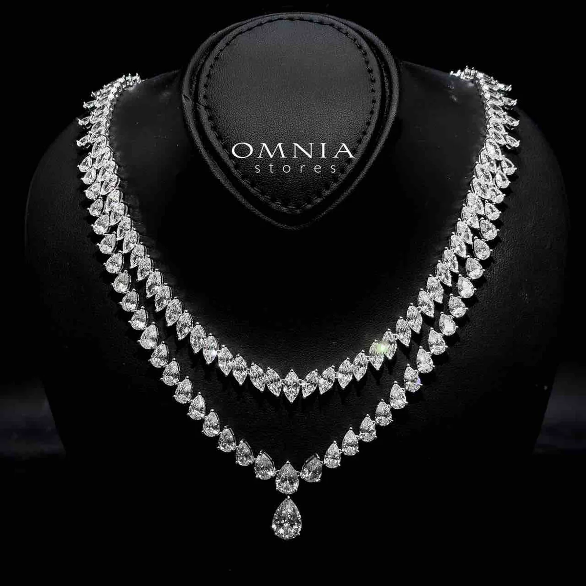 Malika Necklace 925 Silver in High Quality Simulated Diamonds