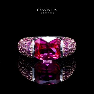 Amani Pink Ring in 925 Silver with High-Quality Simulated Diamonds