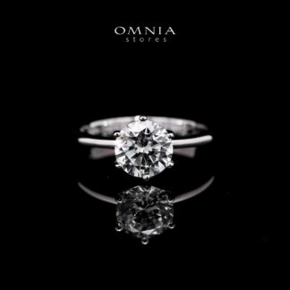 Omnia Hend White Ring in 925 Silver with High-Quality Simulated Diamonds