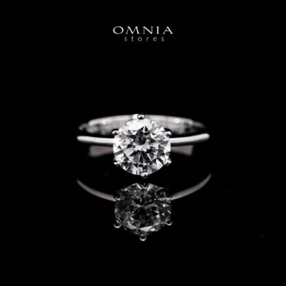 Omnia Hend White Ring in 925 Silver with High-Quality Simulated Diamonds