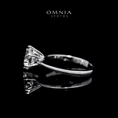 Omnia Hend White Ring in 925 Silver with High-Quality Simulated Diamonds - Image 3