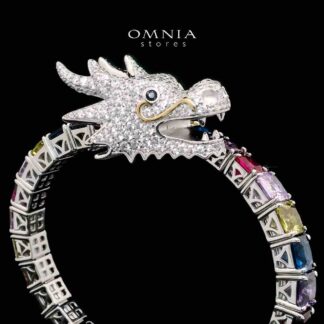 Aya Shine Dragon Design Multicolor Bangle in 925 Silver with High-Quality Simulated Diamonds