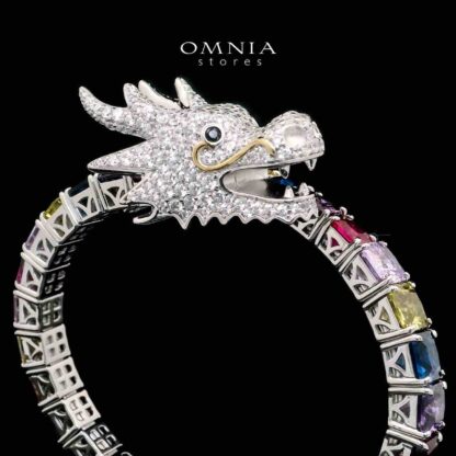 Aya Shine Dragon Design Multicolor Bangle in 925 Silver with High-Quality Simulated Diamonds