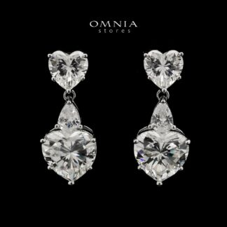 Sura Heart Drop Earrings In 925 Silver High Quality Simulated Diamonds
