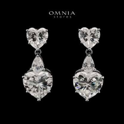Sura Heart Drop Earrings In 925 Silver High Quality Simulated Diamonds