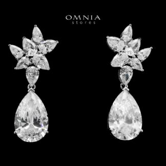 Somaya Drop Earrings In 925 Silver High Quality Simulated Diamonds