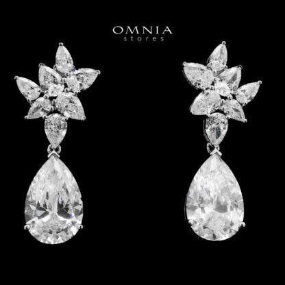 Somaya Drop Earrings In 925 Silver High Quality Simulated Diamonds
