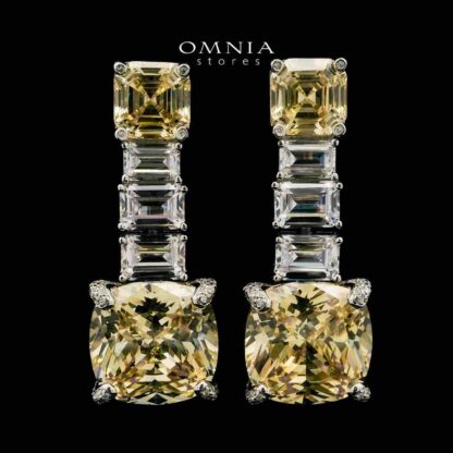 Shaimaa Yellow Drop Earrings In 925 Silver High Quality Simulated Diamonds