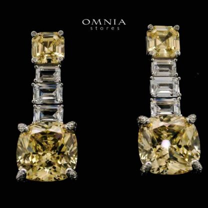 Shaimaa Yellow Drop Earrings In 925 Silver High Quality Simulated Diamonds - Image 2