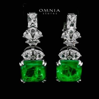 Shahd Green Drop Earrings In 925 Silver High Quality Simulated Diamonds