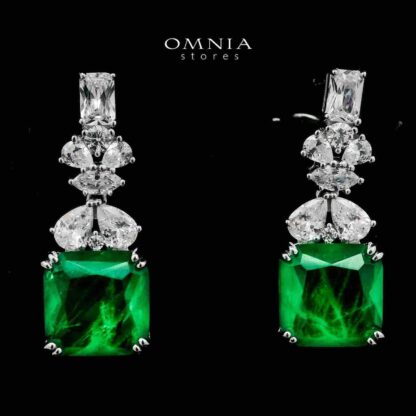 Shahd Green Drop Earrings In 925 Silver High Quality Simulated Diamonds - Image 2