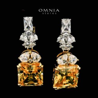 Shahd Yellow Drop Earrings In 925 Silver High Quality Simulated Diamonds
