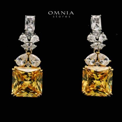 Shahd Yellow Drop Earrings In 925 Silver High Quality Simulated Diamonds - Image 2