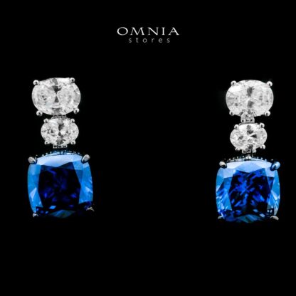 Shadia Blue Earrings In 925 Silver High Quality Simulated Diamonds - Image 2