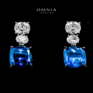 Shadia Blue Earrings In 925 Silver High Quality Simulated Diamonds