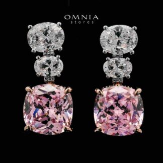 Shadia Pink Earrings In 925 Silver High Quality Simulated Diamonds