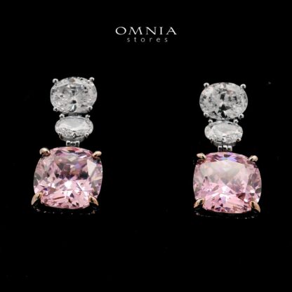Shadia Pink Earrings In 925 Silver High Quality Simulated Diamonds - Image 2
