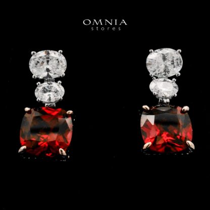 Shadia Red Earrings In 925 Silver High Quality Simulated Diamonds - Image 2