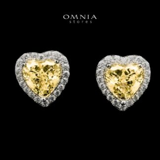 Samiha Heart Design Yellow Earrings In 925 Silver High Quality Simulated Diamonds