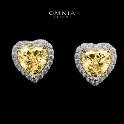 Samiha Heart Design Yellow Earrings In 925 Silver High Quality Simulated Diamonds