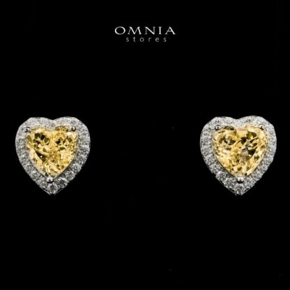 Samiha Heart Design Yellow Earrings In 925 Silver High Quality Simulated Diamonds - Image 2