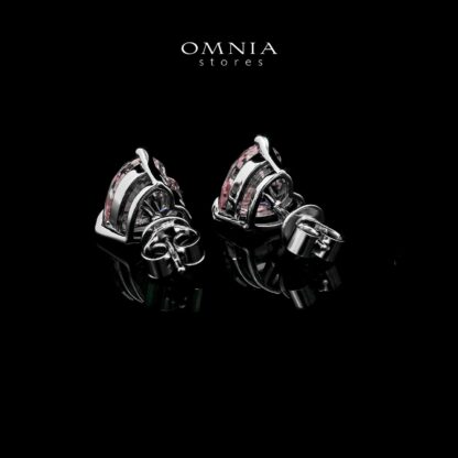 Omnia Shaden Pink Heart Stud Earrings in 925 Silver with High-Quality Simulated Diamonds - Image 2