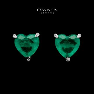 Omnia Shaden Turquoise Heart Stud Earrings in 925 Silver with High-Quality Simulated Diamonds