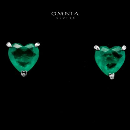 Omnia Shaden Turquoise Heart Stud Earrings in 925 Silver with High-Quality Simulated Diamonds - Image 2