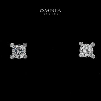 Tiba White Stud Earrings In 925 Silver High Quality Simulated Diamonds