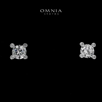Tiba White Stud Earrings In 925 Silver High Quality Simulated Diamonds