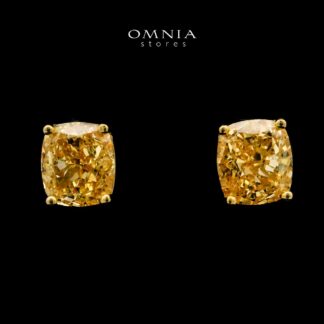 Wafa Yellow Stud Earrings In 925 Silver High Quality Simulated Diamonds